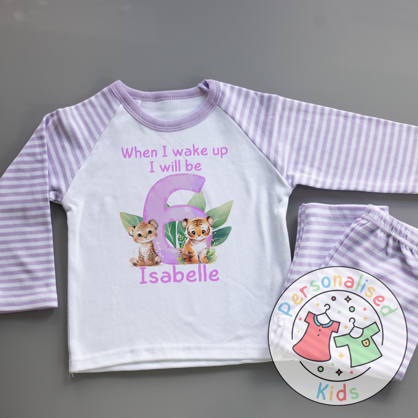 Personalized Safari Animal Birthday Pyjamas – Cute & Comfy for Your Little Explorer!