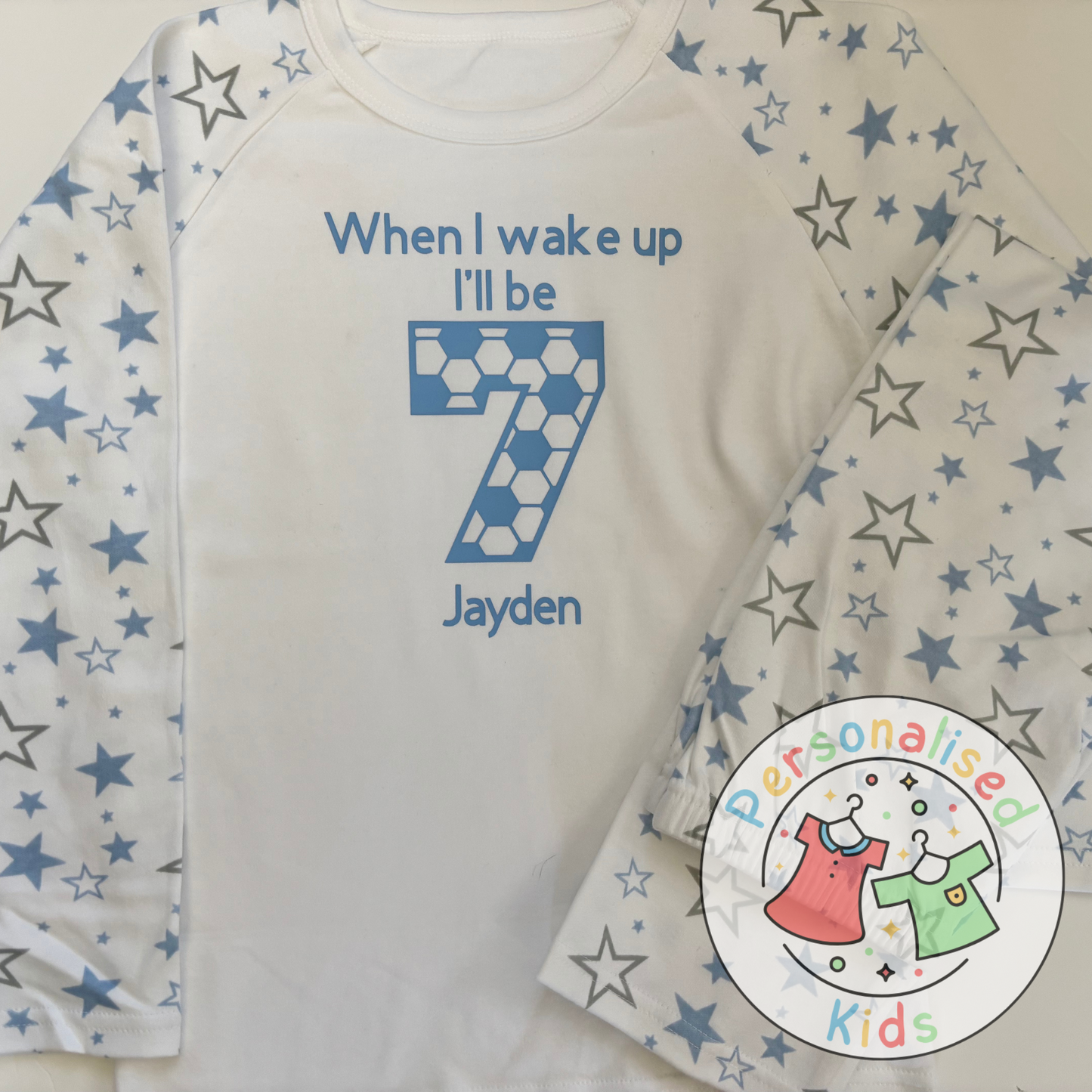 ⚽ Personalised Football Birthday Pyjamas – "When I Wake Up, I Will Be" Design ⚽