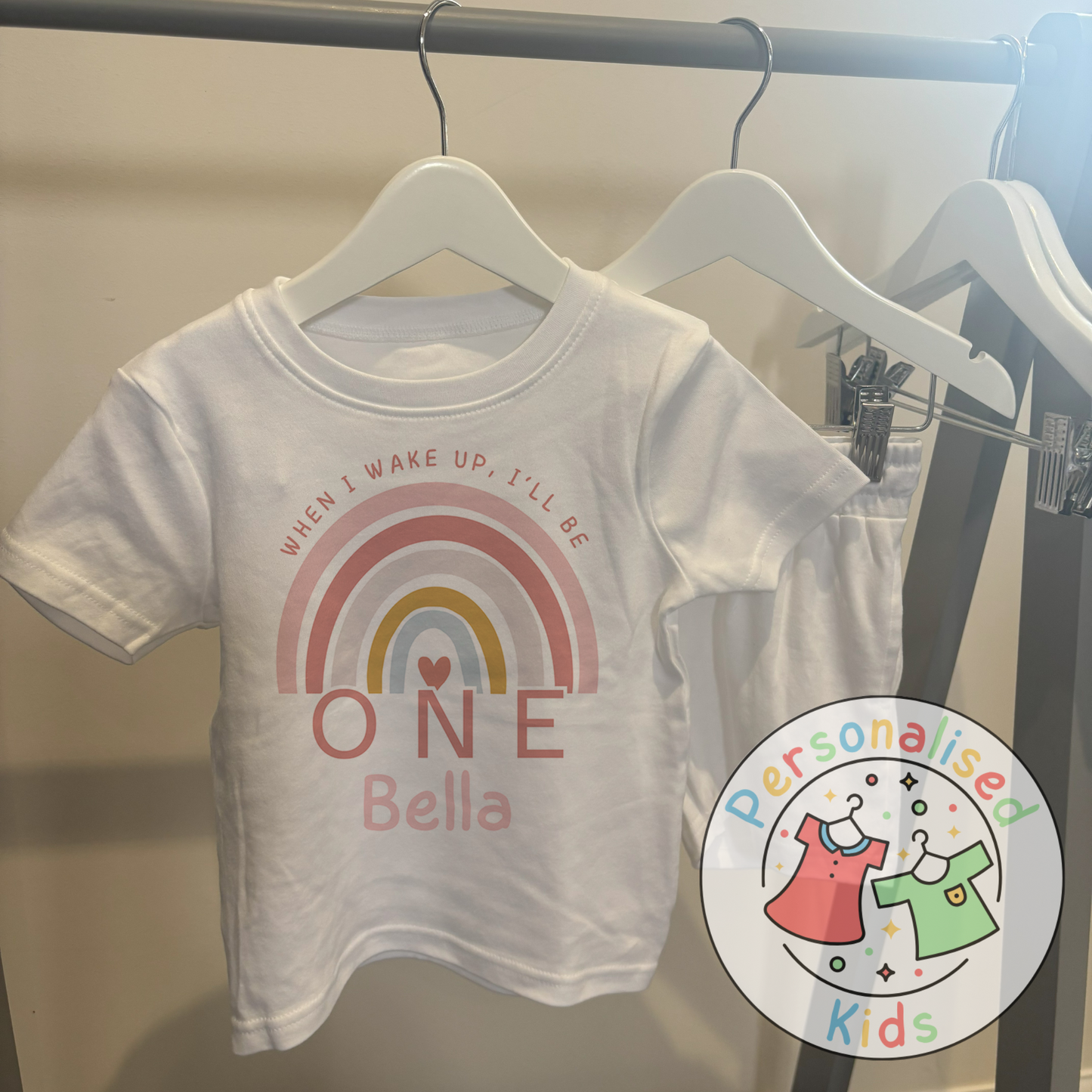 π Personalised Pink Rainbow βWhen I Wake Up, I Will Beβ Birthday Pyjamas β RB001 π