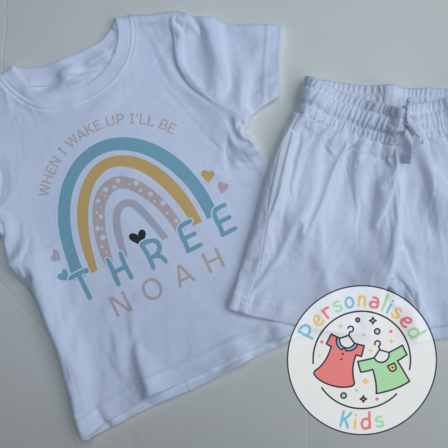 π Personalised Blue Rainbow "When I Wake Up I Will Be" Birthday Pyjamas π