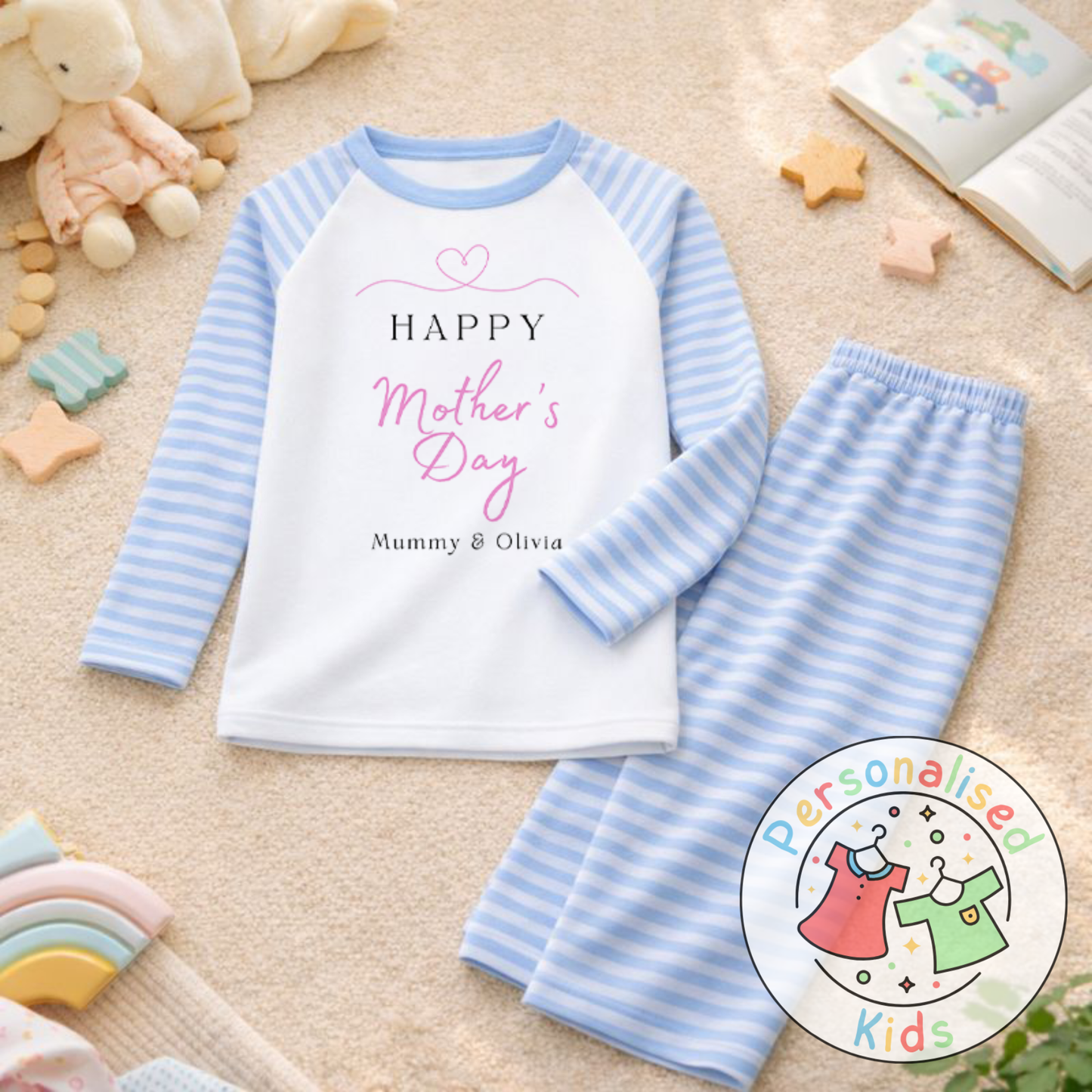 Personalised Mother’s Day Kids Pyjamas | Happy Mother’s Day | Custom Names MD001