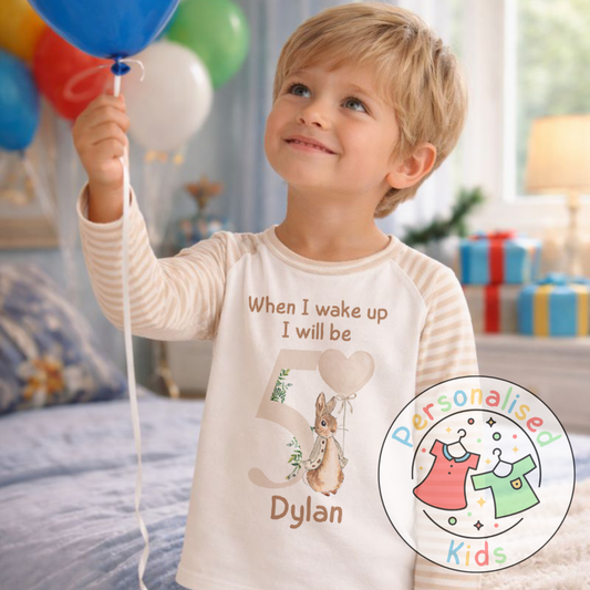 Personalised Neutral Floppy Rabbit Birthday Pyjamas