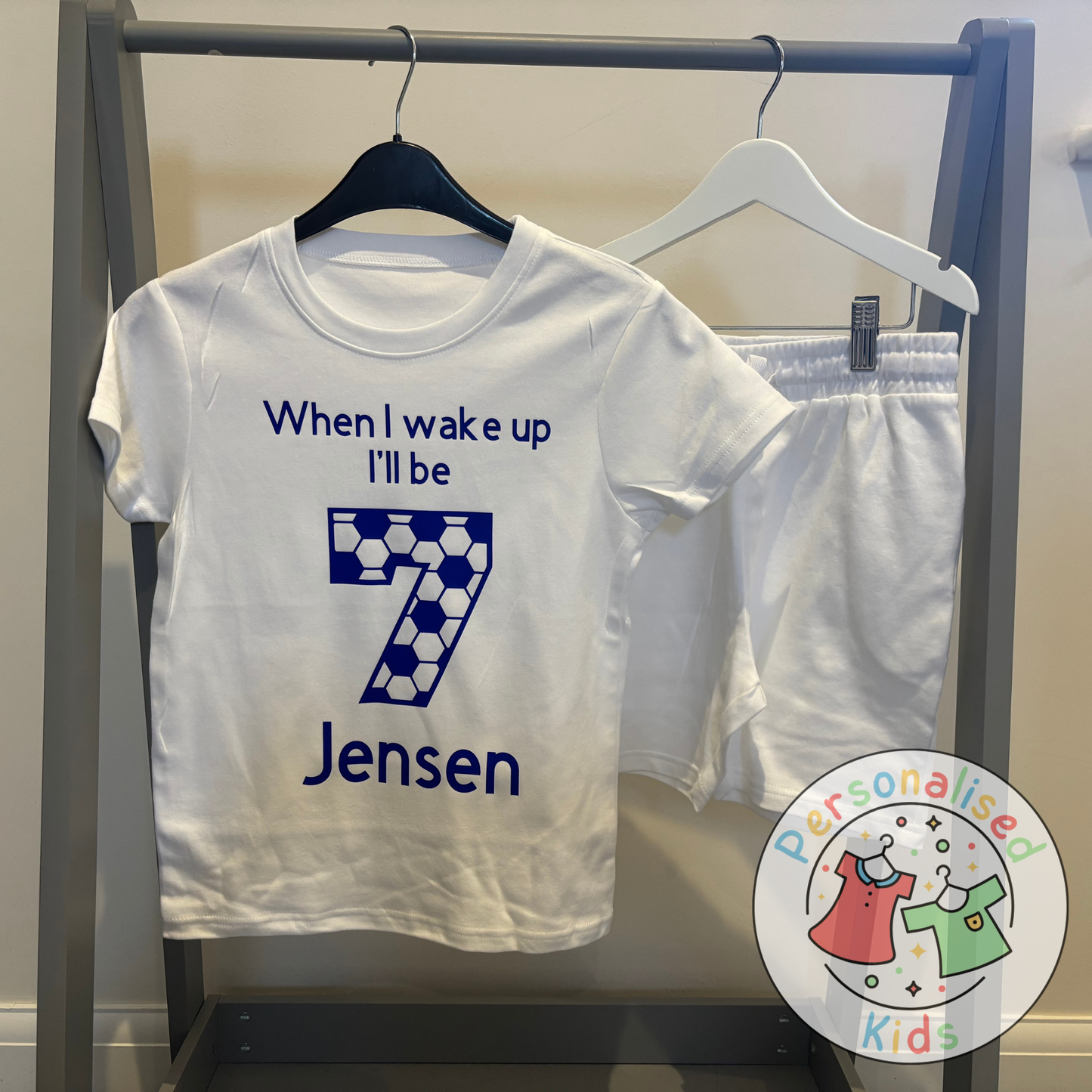 ⚽ Personalised Football Birthday Pyjamas – "When I Wake Up, I Will Be" Design ⚽Short set