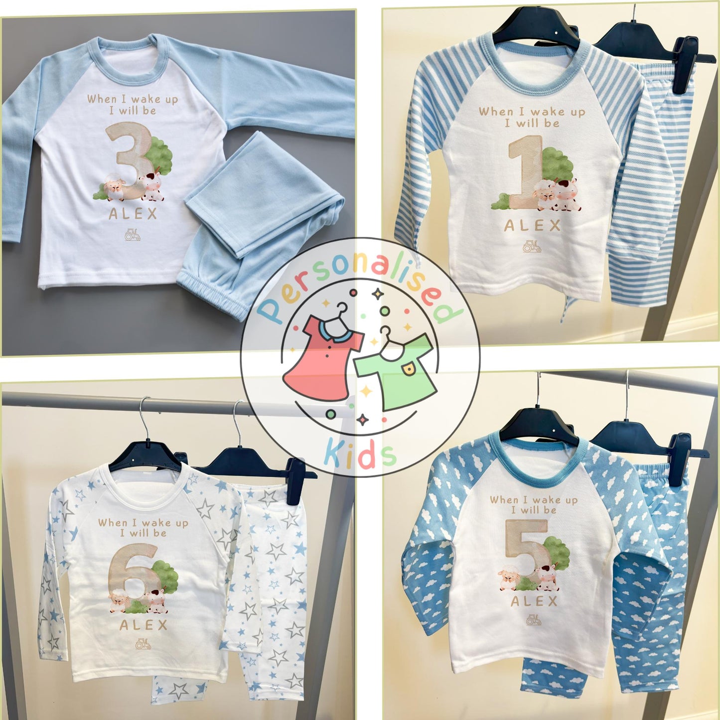 Personalized Farm Animal Birthday Pyjamas – Perfect for Little Farmers!
