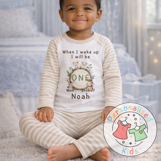 Personalised Woodland “When I Wake Up I Will Be…” Birthday Pyjamas (Name & Age) | AW001