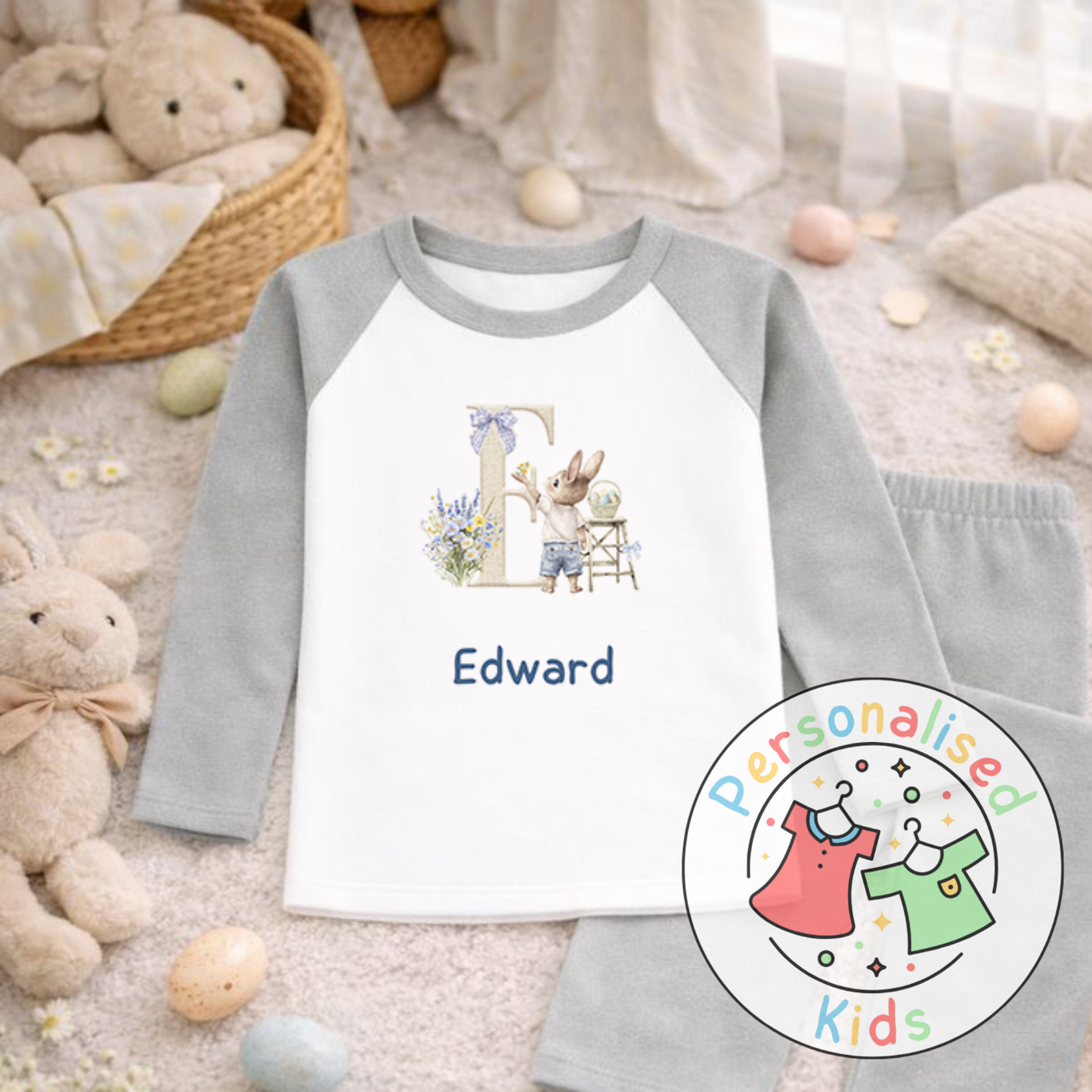 Personalised Initial Bunny Pyjama Set (Custom Name) | BE005