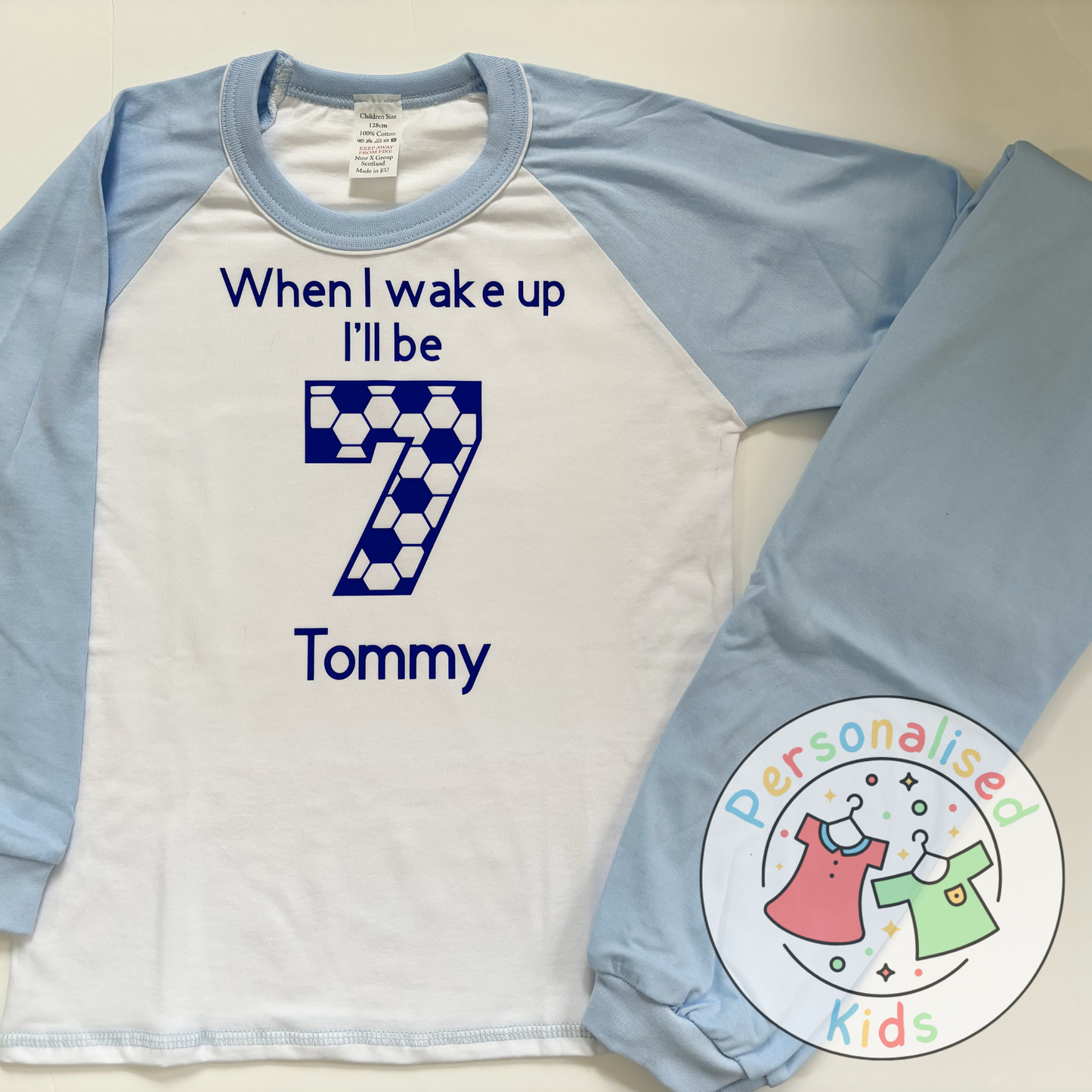 ⚽ Personalised Football Birthday Pyjamas – "When I Wake Up, I Will Be" Design ⚽