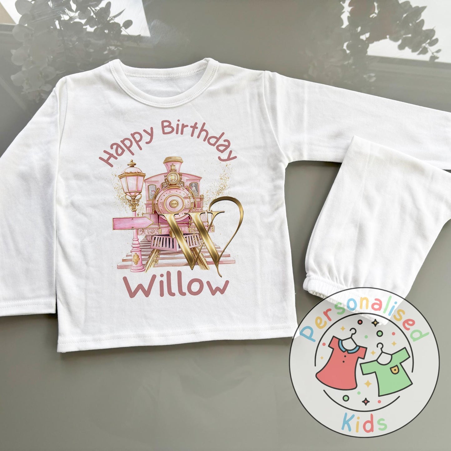 Personalized Pink Express Train Pyjamas β All Aboard for Sweet Dreams!