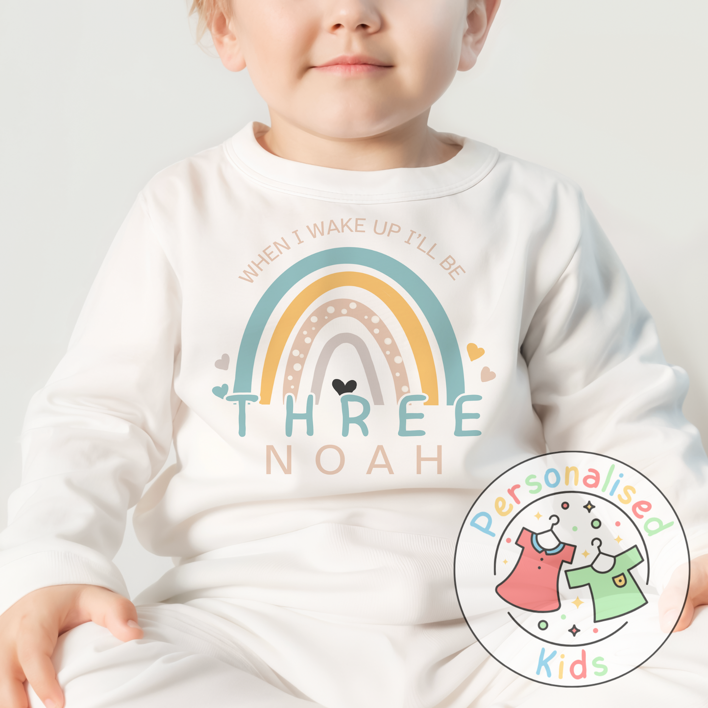π Personalised Blue Rainbow "When I Wake Up I Will Be" Birthday Pyjamas π
