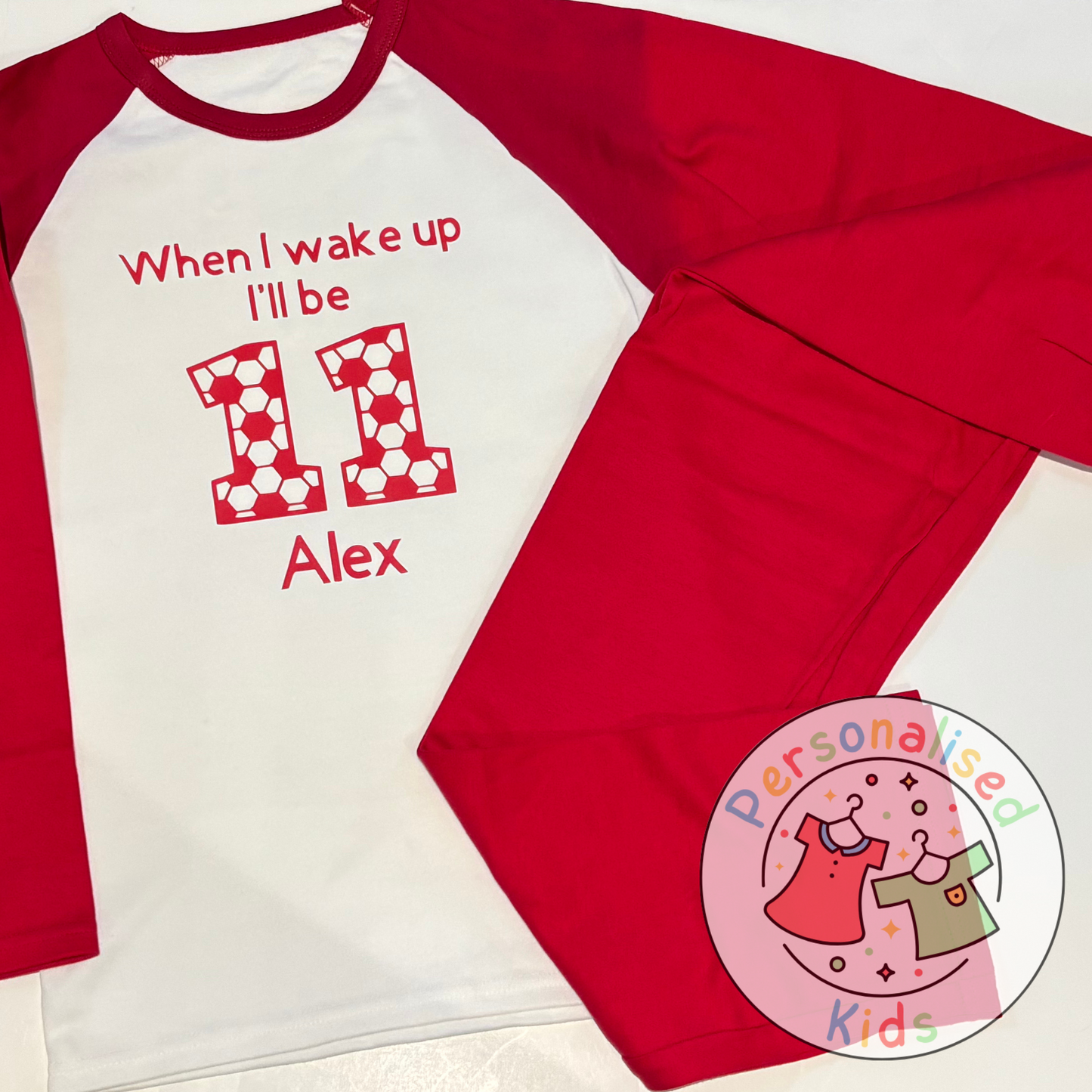 ⚽ Personalised Football Birthday Pyjamas – "When I Wake Up, I Will Be" Design ⚽
