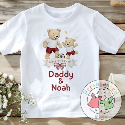 Personalised Father’s Day Top – Daddy & Me Teddy Bears Playing Football
