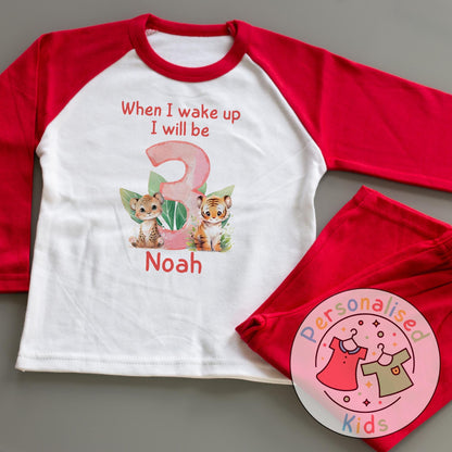 Personalized Safari Animal Birthday Pyjamas – Cute & Comfy for Your Little Explorer!