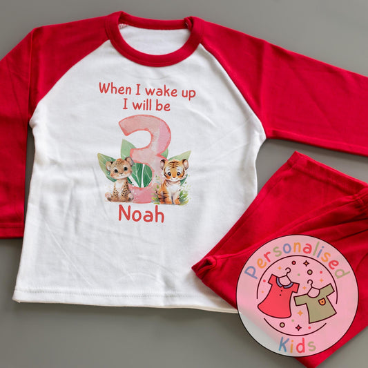 Personalized Safari Animal Birthday Pyjamas – Cute & Comfy for Your Little Explorer!