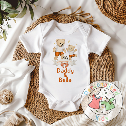 Personalised Father’s Day Baby Grow – Daddy & Me Teddy Bears Playing Football