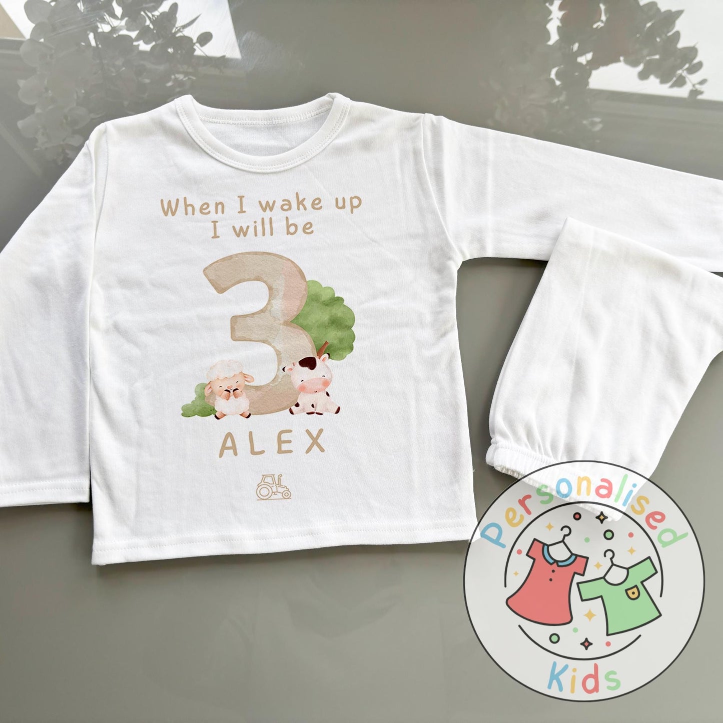 Personalized Farm Animal Birthday Pyjamas – Perfect for Little Farmers!