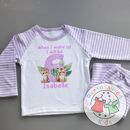 Personalized Safari Animal Birthday Pyjamas – Cute & Comfy for Your Little Explorer!