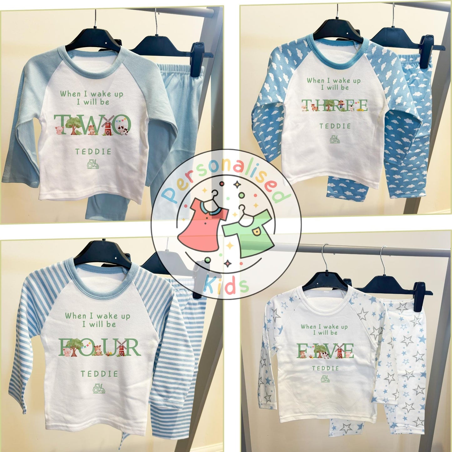 Personalized Farm Animal Birthday Pyjamas – Perfect for Little Farmers!