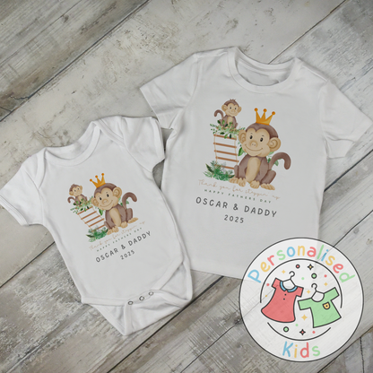 Personalised Father’s Day Top– “Thank You for Stepping Up” Monkey Design