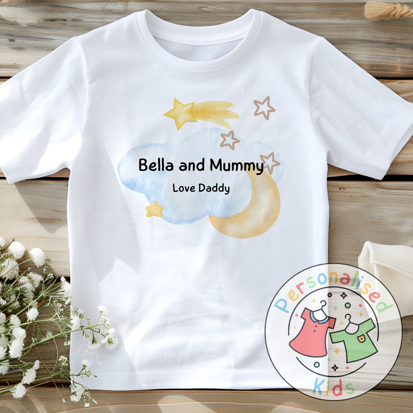 Personalised Father’s Day Top – “We Love You Daddy” Night Sky Design