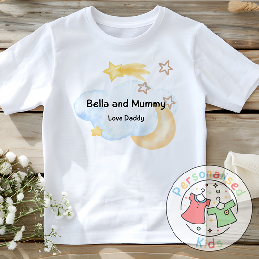 Personalised Father’s Day Top – “We Love You Daddy” Night Sky Design