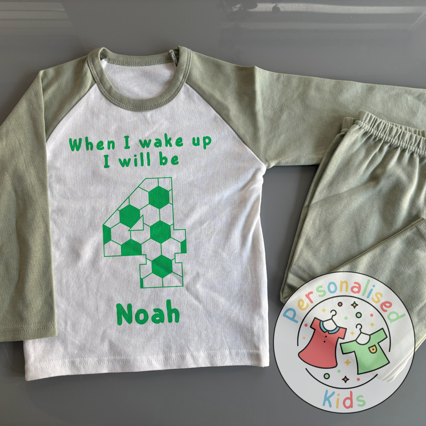 ⚽ Personalised Football Birthday Pyjamas – "When I Wake Up, I Will Be" Design ⚽