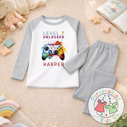 Personalised Level Unlocked Gamer Birthday Pyjamas GD002