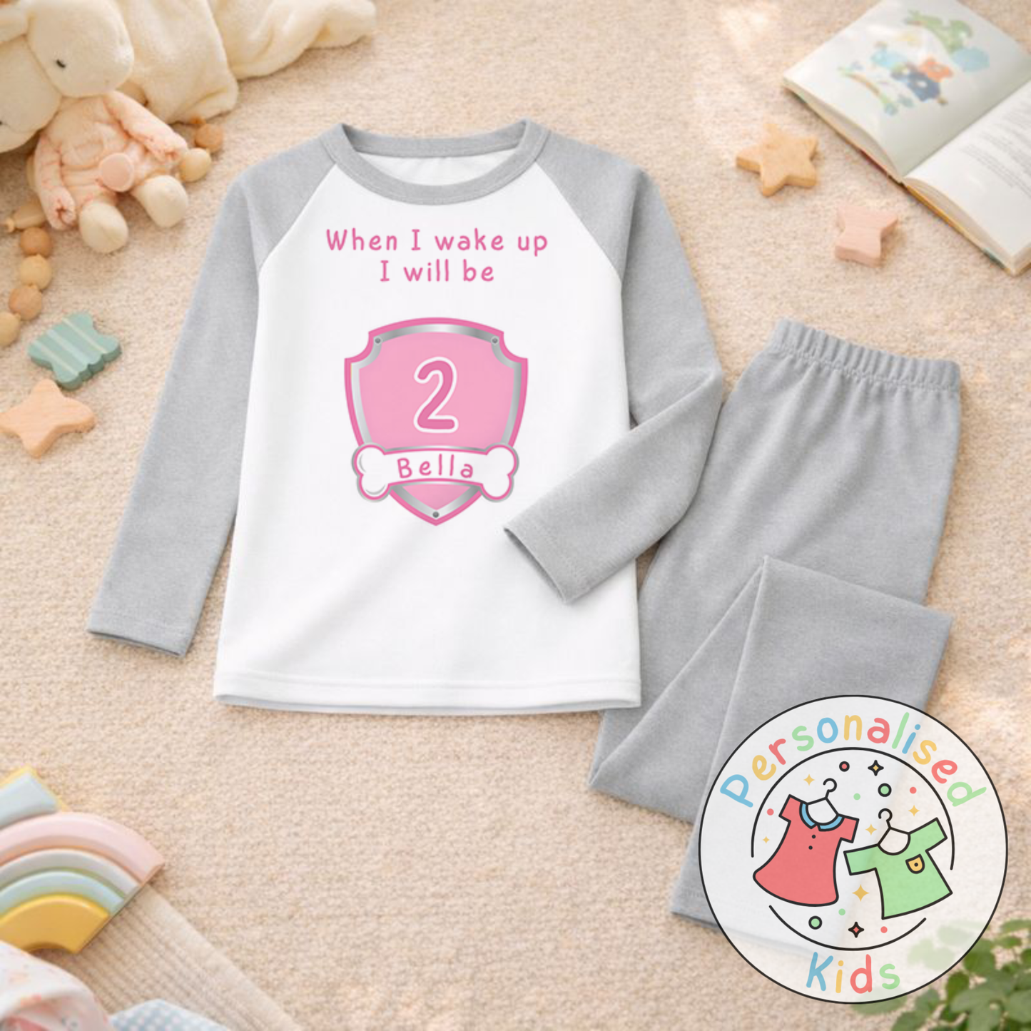 Personalised "When I Wake Up, I Will Be" Birthday Pyjamas – Custom Age & Name PP001