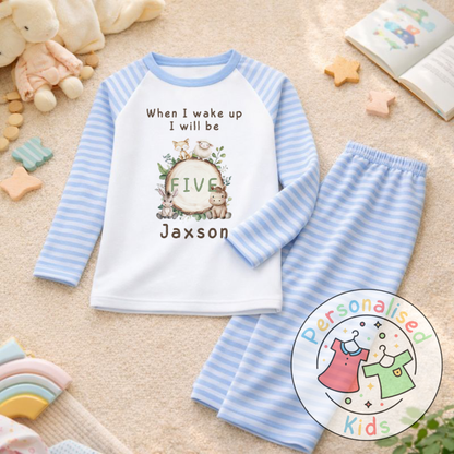 Personalised Woodland “When I Wake Up I Will Be…” Birthday Pyjamas (Name & Age) | AW001