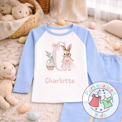 Personalised Easter Bunny Initial Pyjama Set, PE001