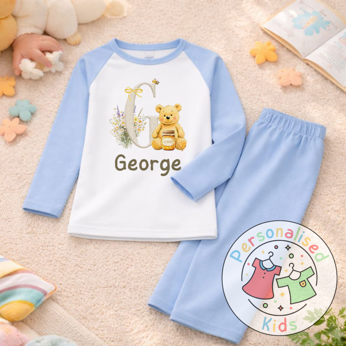 Personalised Honey Bear Kids Pyjamas HB001