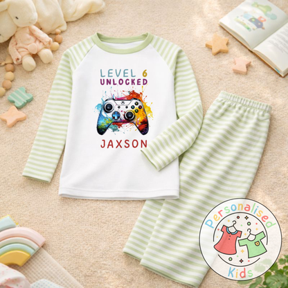 Personalised Level Unlocked Gamer Birthday Pyjamas GD002