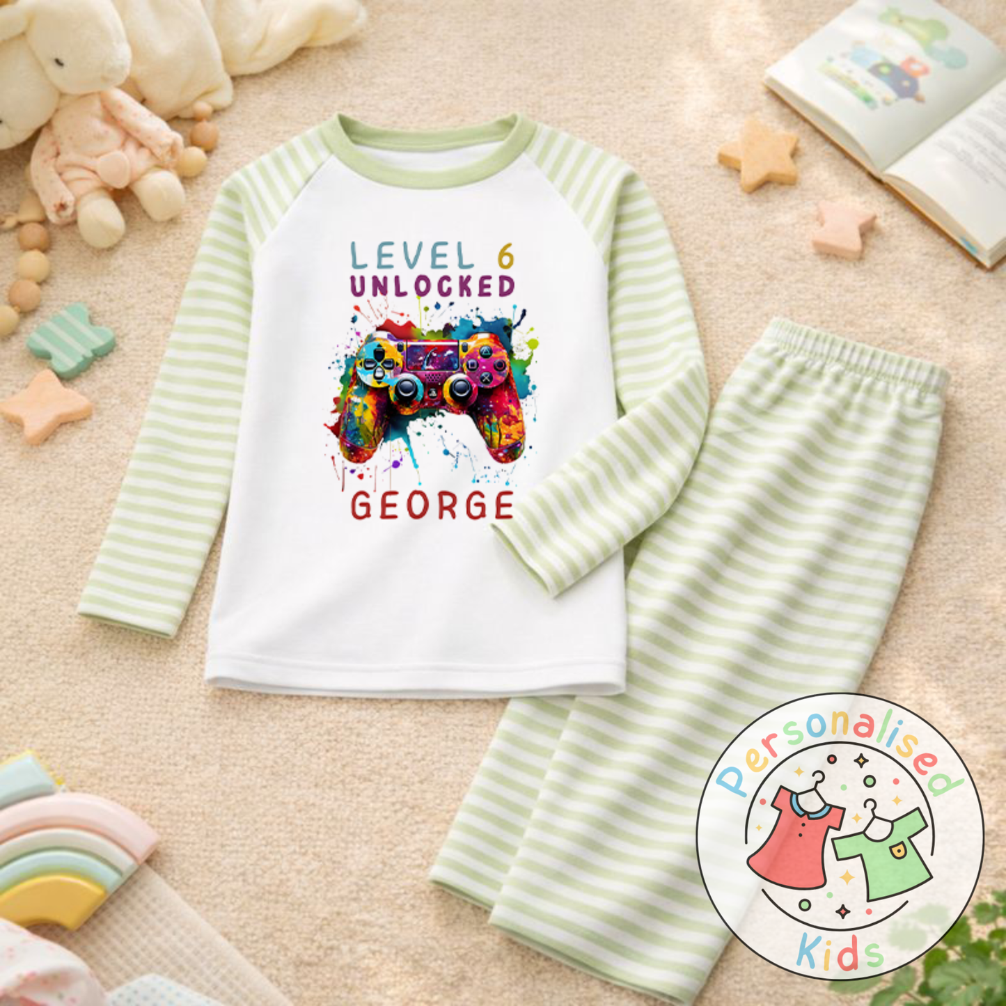 Personalised Level Unlocked Gamer Birthday Pyjamas GD001
