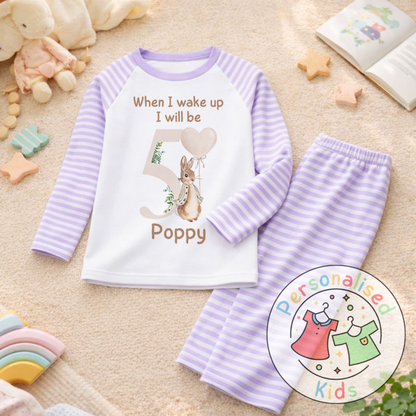 Personalised Neutral Floppy Rabbit Birthday Pyjamas
