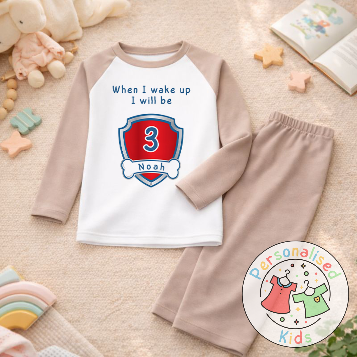 Personalised "When I Wake Up, I Will Be" Birthday Pyjamas – Custom Age & Name PP001