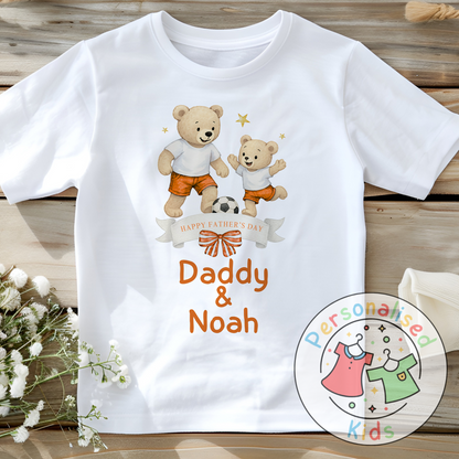 Personalised Father’s Day Top – Daddy & Me Teddy Bears Playing Football