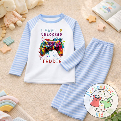 Personalised Level Unlocked Gamer Birthday Pyjamas GD001