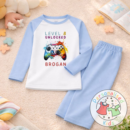 Personalised Level Unlocked Gamer Birthday Pyjamas GD002