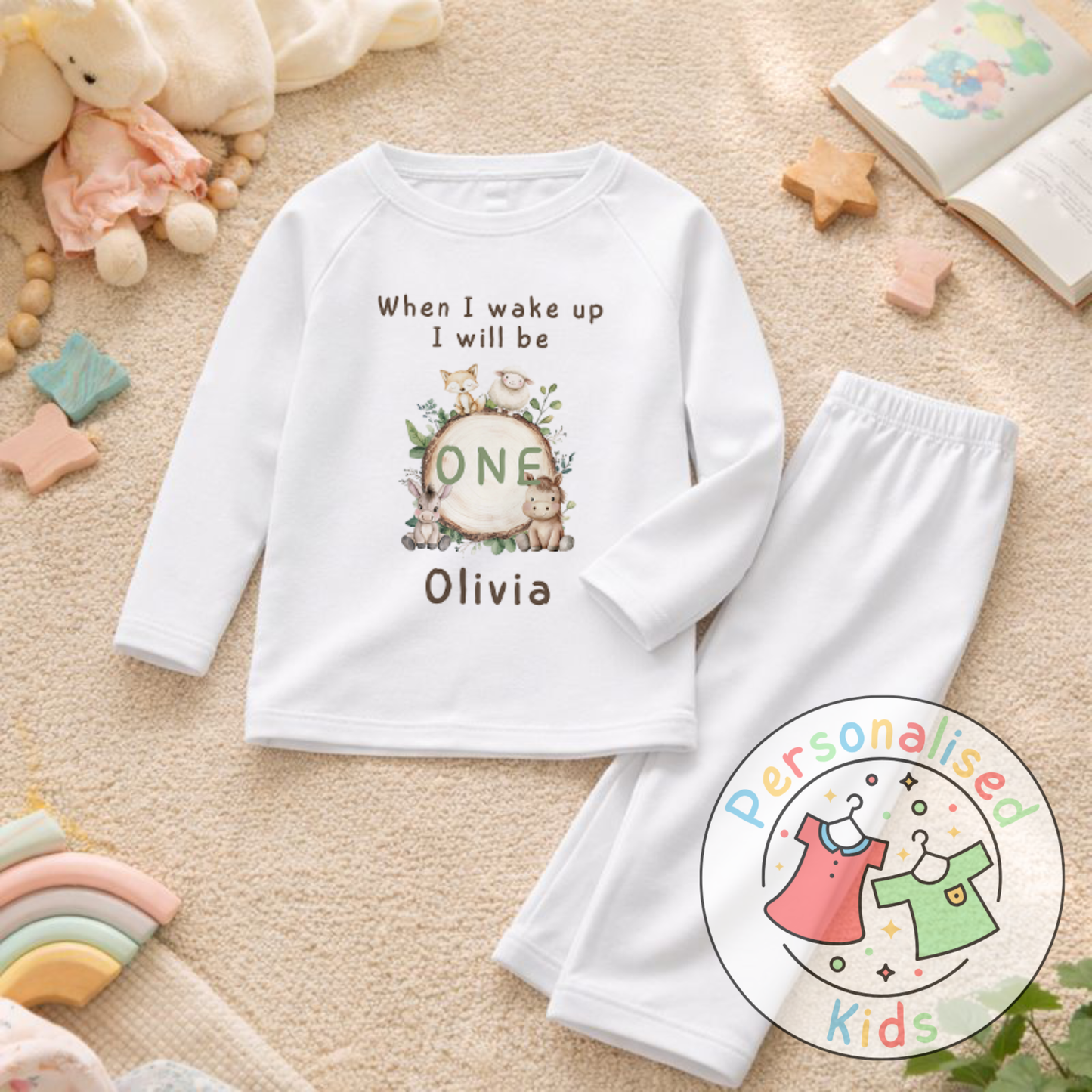 Personalised Woodland “When I Wake Up I Will Be…” Birthday Pyjamas (Name & Age) | AW001