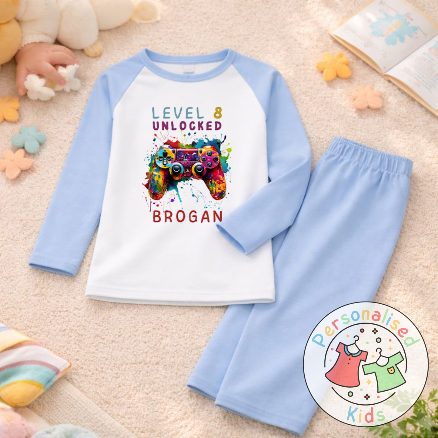 Personalised Level Unlocked Gamer Birthday Pyjamas GD001