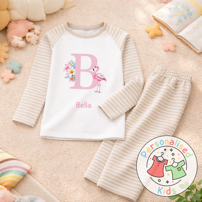 Personalised Pink Flamingo Kids Pyjamas PF002