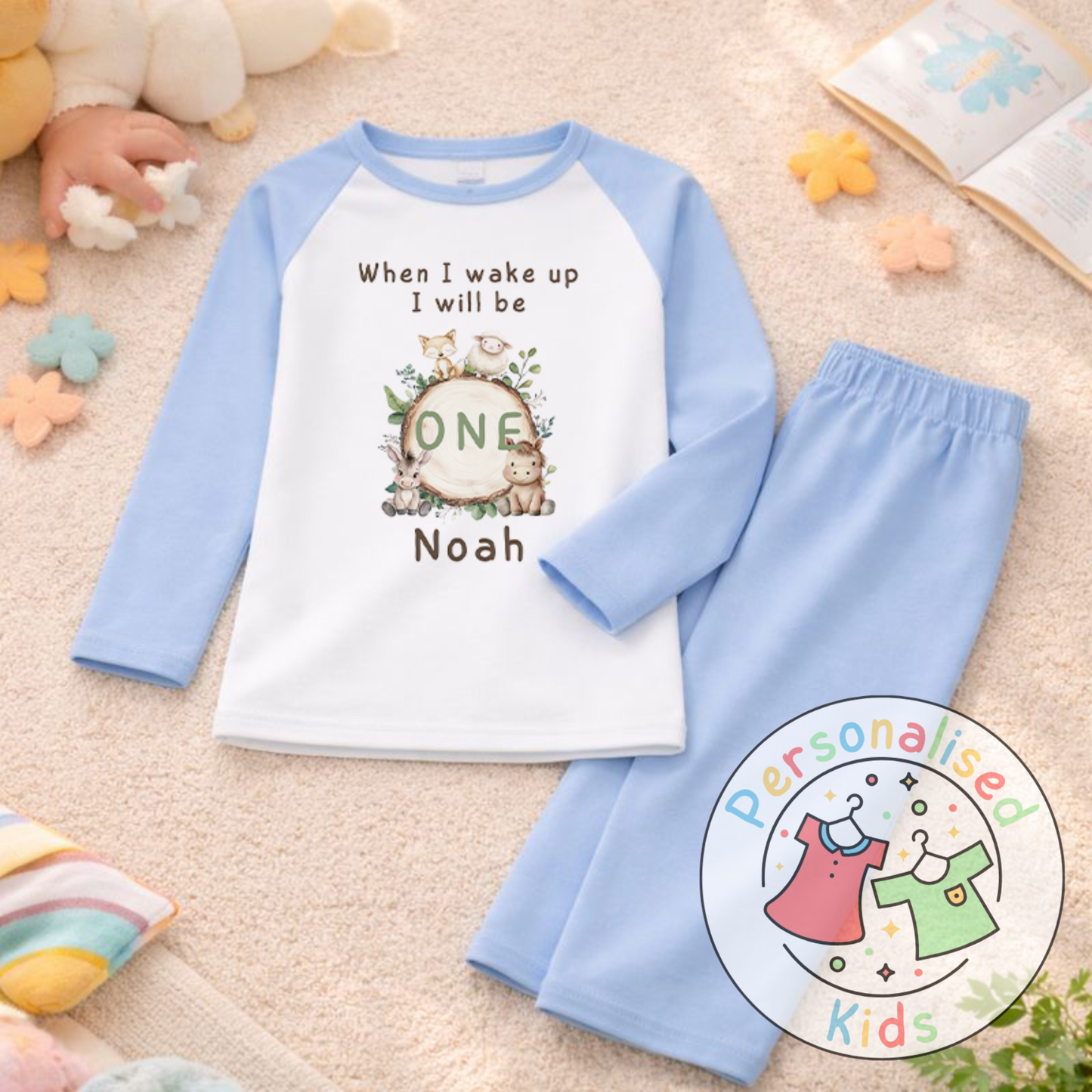 Personalised Woodland “When I Wake Up I Will Be…” Birthday Pyjamas (Name & Age) | AW001