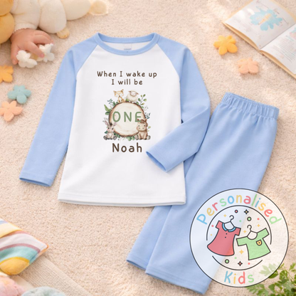 Personalised Woodland “When I Wake Up I Will Be…” Birthday Pyjamas (Name & Age) | AW001