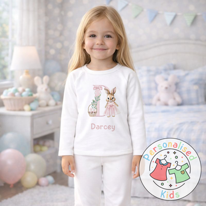 Personalised Easter Bunny Initial Pyjama Set, PE001