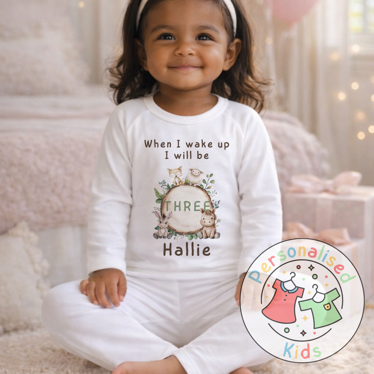 Personalised Woodland “When I Wake Up I Will Be…” Birthday Pyjamas (Name & Age) | AW001