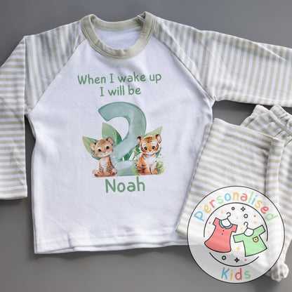 Personalized Safari Animal Birthday Pyjamas – Cute & Comfy for Your Little Explorer!