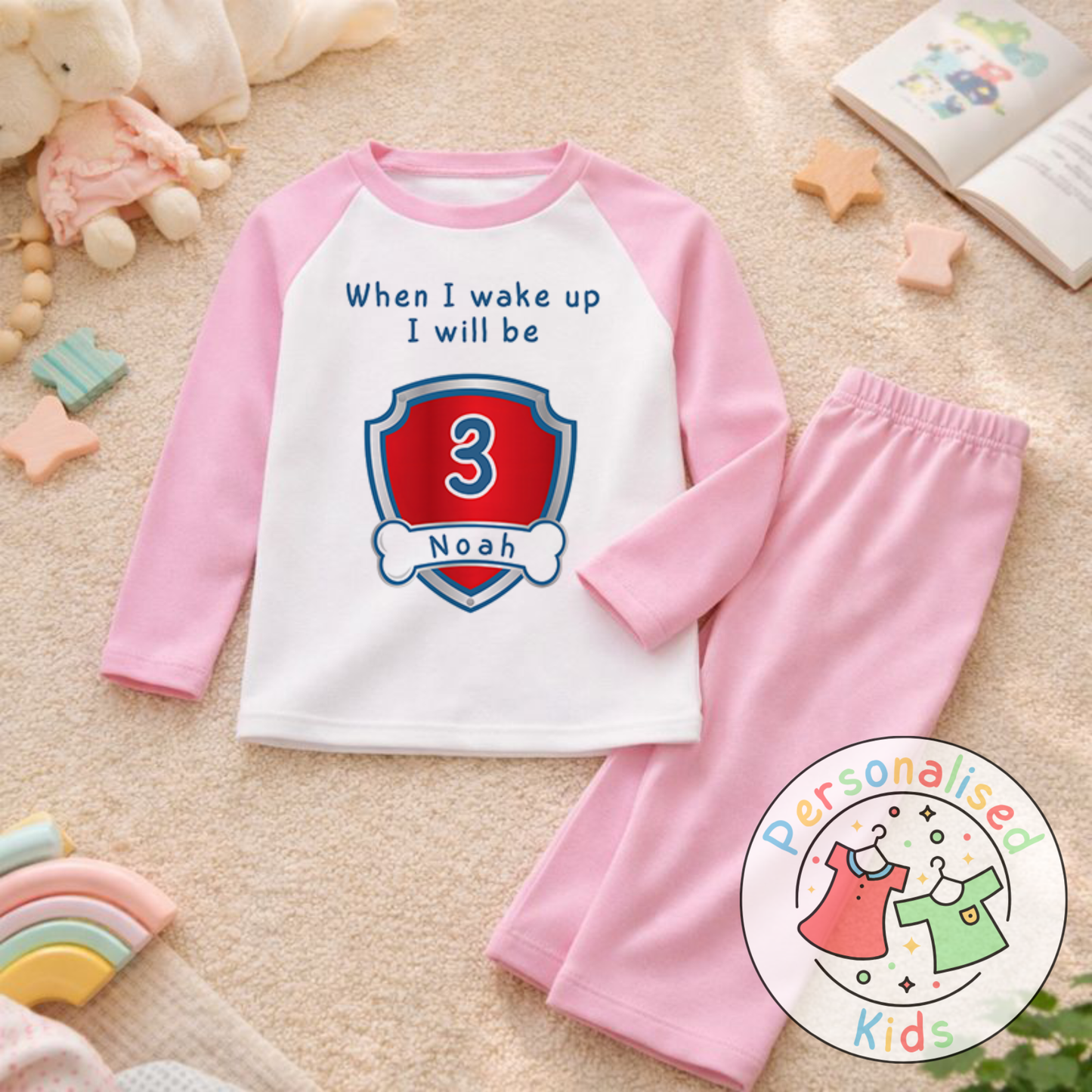 Personalised "When I Wake Up, I Will Be" Birthday Pyjamas – Custom Age & Name PP001