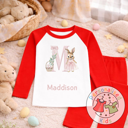 Personalised Easter Bunny Initial Pyjama Set, PE001