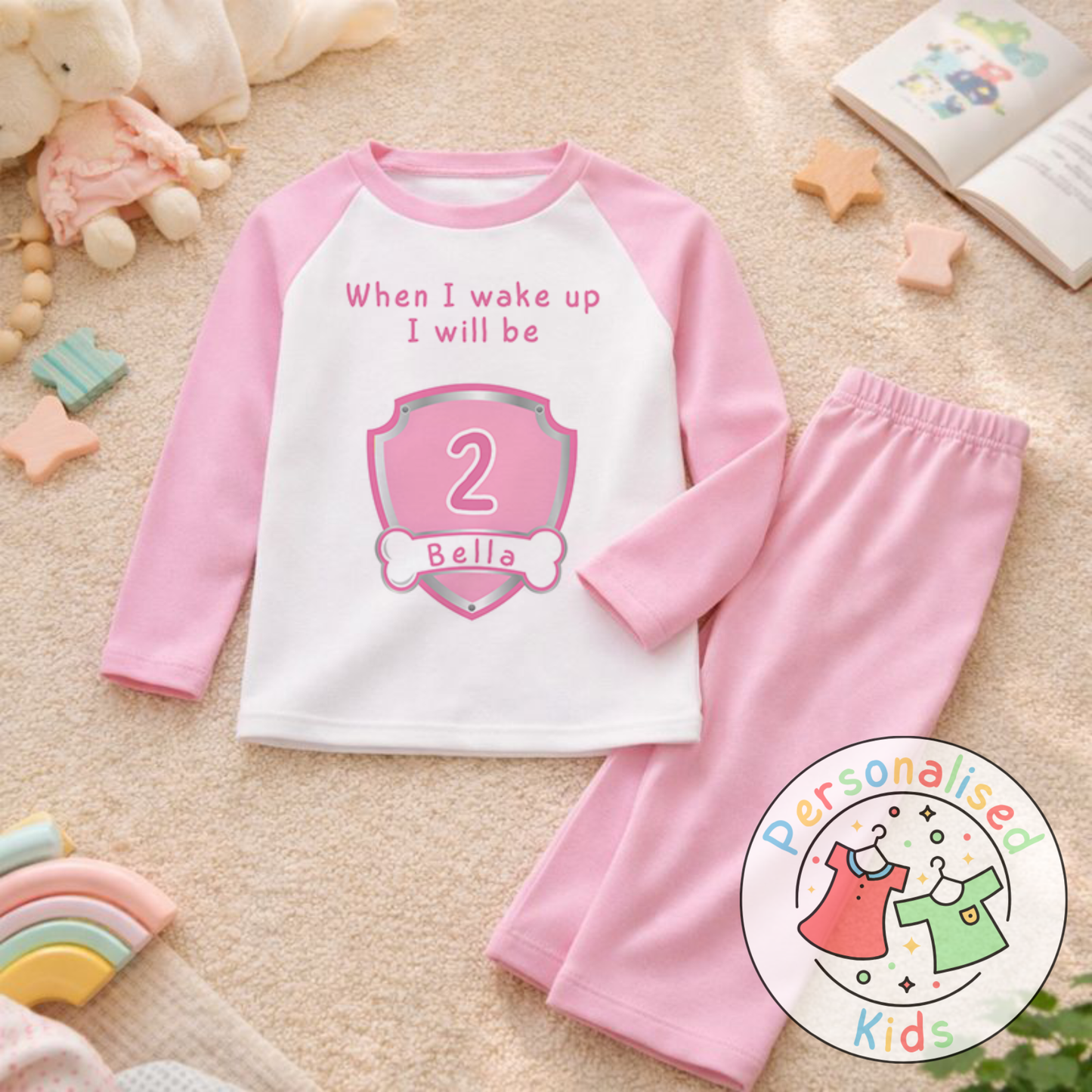 Personalised "When I Wake Up, I Will Be" Birthday Pyjamas – Custom Age & Name PP001