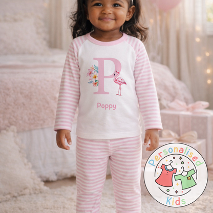Personalised Pink Flamingo Kids Pyjamas PF002