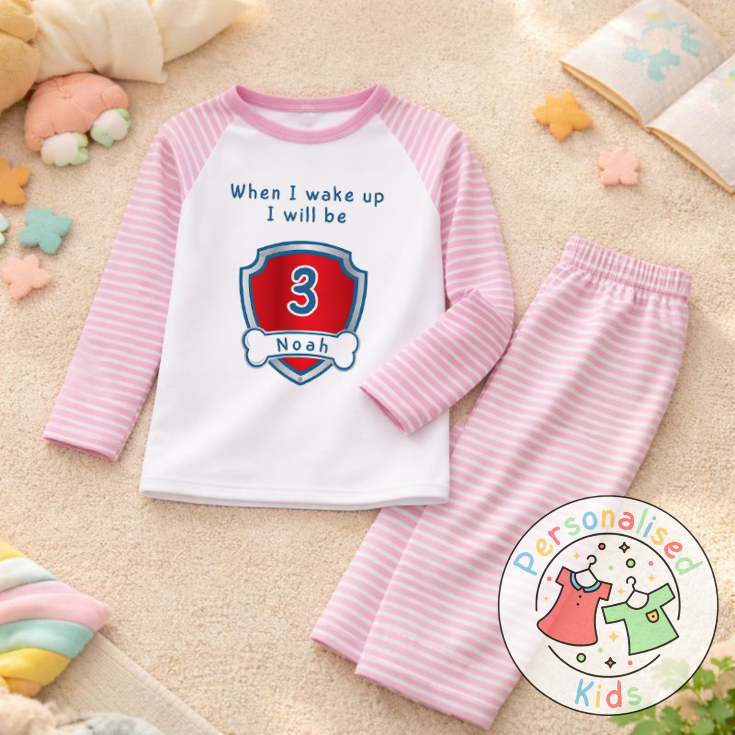 Personalised "When I Wake Up, I Will Be" Birthday Pyjamas – Custom Age & Name PP001